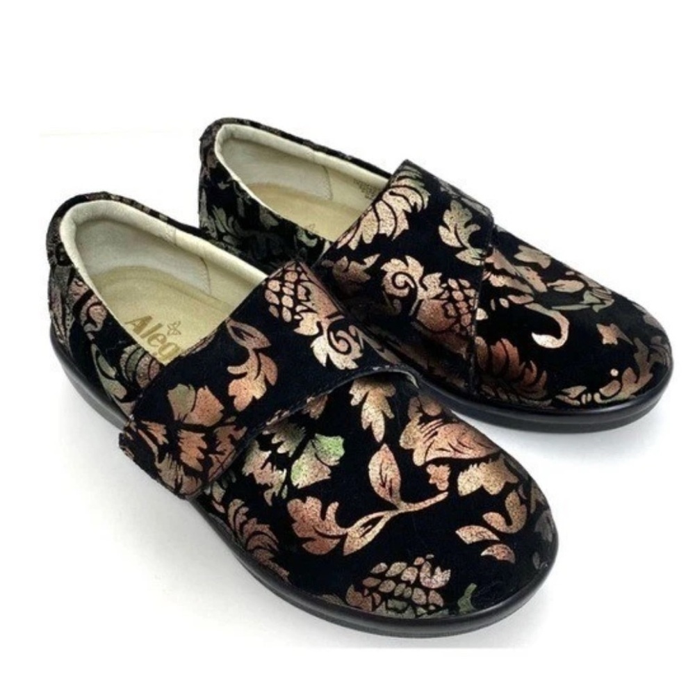 Alegria Women Size 39 Lauryn Regal Gold Copper Floral Clog Shoes Back